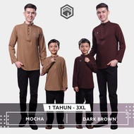 Iqrac Kurta BILAL :  Sedondon Anak Dan Ayah (MOCHA | DARK BROWN) COKLAT | BUDAK & DEWASA LELAKI