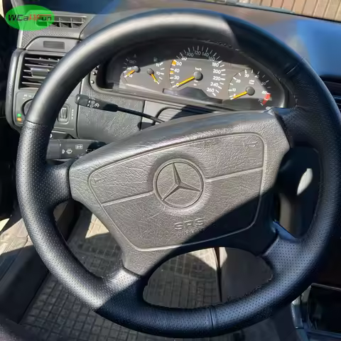 DIY Black Artificial Leather Steering Wheel Cover for Mercedes benz E320 W202 2210 2124 W140 C140