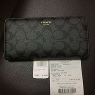 全新 Coach正品 黑灰經典長夾