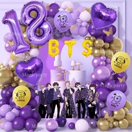 BTS Chimmy Mang Purple18Inch Heart 32inch 15-25th Number Balloons Birthday Decoration Set Party Need