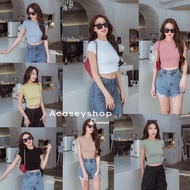 Acasey Round Neck Crop Top Soft Fabric Bold Comfortable To Wear. Wear It And Slim (T234)