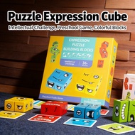 Puzzle Colorful Building blocks Expressions Game Board Emoji Cube Kids -Funny