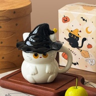 Witch Cat Mug Ceramic mug with lid Halloween