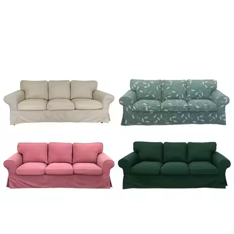 K Linen Sofa Cover EKTORP Available 3-Seat Sofa Cover Cotton Grey Light Grey Cat Scratch Prevention 