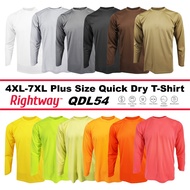 【4XL to 7XL】 RIGHTWAY Baju Jersey Lengan Panjang Lelaki Microfiber Kosong Plain Plus Size QDL54 A