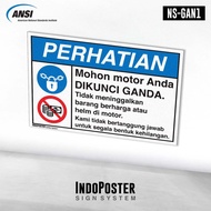 Stiker K3 Safety Sign ANSI Parkir Motor Dikunci Ganda