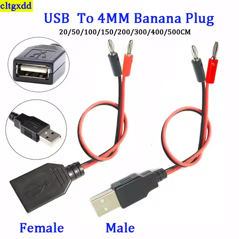 Cltgxdd 1 Piece USB to 4MM Male Female Banana Head Connection Wire Test Lead A Female Charging Cable