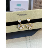 Van Cleef & Arpels Sweet Alhambra Carnelian V Golden Four-Leaf Clover Fritillary Earrings