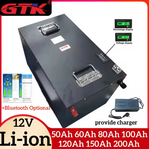 GTK 12V Battery Lithium 50Ah 60Ah 80Ah 100Ah 120Ah 150Ah 200Ah Li-ion for 1KW 2KW Solar Panel Invert
