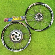 SET RIM ALLOY EGO , NOUVO S, AVANTAZ, SOLARIZ, EGO LC SIZE RIM 17 x 1.40 DEPAN BELAKANG SIAP STRING 
