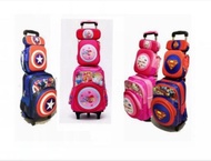 {LJYS}Children backpack with Wheels Trolley Bag For School Rolling backpack Bag For girl boy school kids trolley wheeled Backpack set