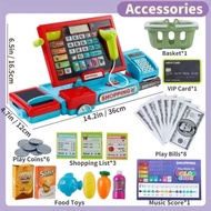 Children Play House Cash Register POS Machine Toy Shopping Basket Calculator Function Cash Register 