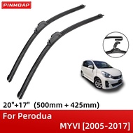 For Perodua MYVI 2005-2017 20"+17" J Hooks Front Windshield Wiper Blades Brushes Cutter Accessories 