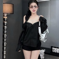 Luxury Stone Pressed Shirt Made of Smooth Kate Material BIGSIZE 60-95kg - Women's Fashion