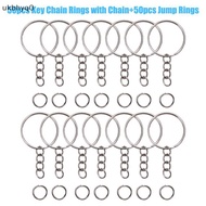 50pcs Keychain Rings with Chain and 50pcs Open Jump Rings DIY Key Chain Set