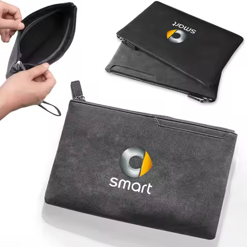 Car Portable Suede Storage Zipper Bag Travel Data Cable Headphone Storage Box For Smart Fortwo 451 4