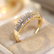 TEMU แหวนแต่งงานผู้หญิงหรูหรา แหวนแต่งงานสไตล์ Super Sparkling สามแถบ ประดับซิรคอนญาเทียม เหมาะเป็นข