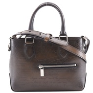 二手Berluti Tujour Gulliver Scritto 書法手提包，雙向單肩包，棕色皮革，義大利製造，斜背包/手提包，雙向，磁扣，男士