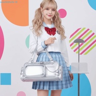 SEVENHOME3E Idol Fans Handbag, with Removable Insert Metal Chain Clear Ita Bag, Spacious Interior Gl
