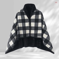 ASY Multifunction Plaid Wearable Shawl & Blanket Nap Blanket Wearable Plaid Plush Blanket With Butto