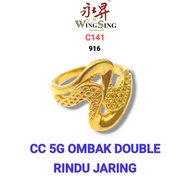 Wing Sing Cincin Silang Infinity Ombak Rindu Double Jaring Bajet Tulen Original Emas 916 Gold Fashio