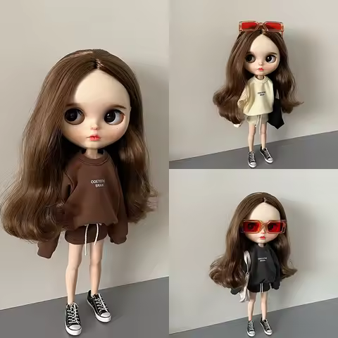 New Handmade Blythe Clothes 2 Piece Set Sweater and Short Skirt Sport Casual Suit for Blyth OB24 Azo