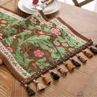 4/6/8/10 Seaters Plant Flower Table Runner with Tassels Jacquard Living Room Cabinet Cover Kitchen D