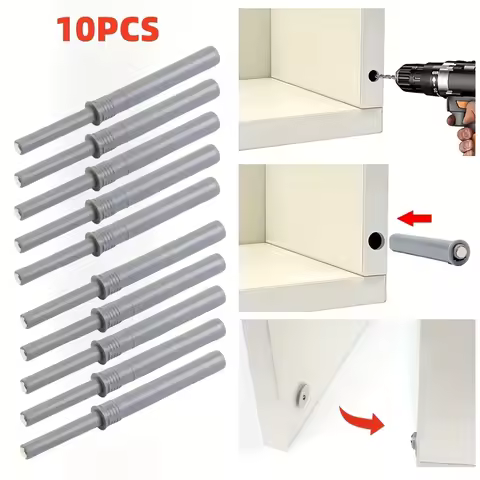 10pcs Concealed Push Open Drawer Pop Up Device with Screws Rubber Stoppers Invisible Cabinet Door Op