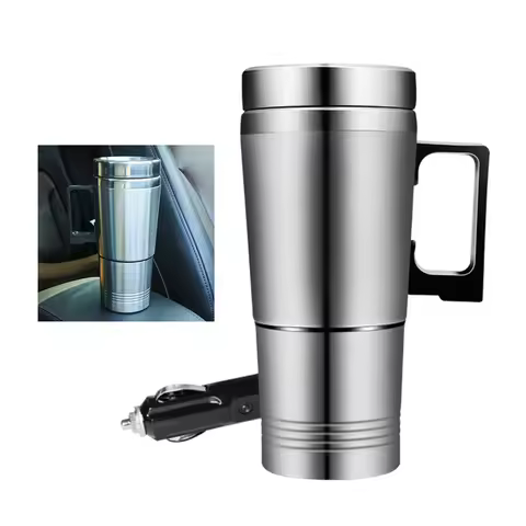Electric Heating Car Kettle 12V/24V Camping Travel Kettle Stainless Steel Water Coffee Milk Thermal