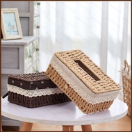 SQ2 Straw Tissue Box With Cover Paper Woven Storage basket Desktop Remote Control storage Box QS2