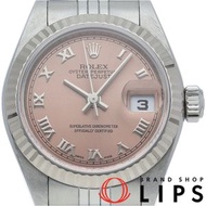 二手勞力士Datejust女士腕錶79174(K)，附原廠錶盒和保固卡。 18K白金/不鏽鋼材質，粉紅錶盤，拋光處理，2001年產。成色極佳。