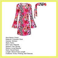 ☇ ∆ ∦    [ER] 1970s Vintage Dress Women Retro Dress 70s Disco Party Costume Set with Headband Color