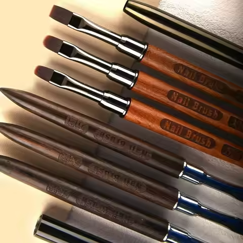 Wooden Nail Art Brush No Brush Marks DIY Painting Brush Gel Painting Brush No Shedding with Pen Cap 
