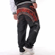 Primary color straight hip hop hip-hop hip-hop jeans trendy men’s personality embroidery loose skate