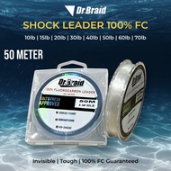 50m Dr.Braid 100% Fluorocarbon Leader 10lb 15lb 20lb 30lb 40lb 50lb 60lb 70lb Fishing Line Leader Li