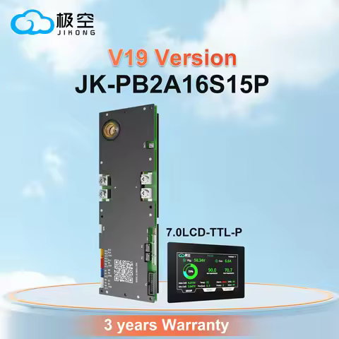JIKONG BMS V19 JK-PB2A16S15P 4.3/7.0 LCD Smart Household Energy BMS 8S-16S 24V/48V Li-ion/ Lifepo4/ 