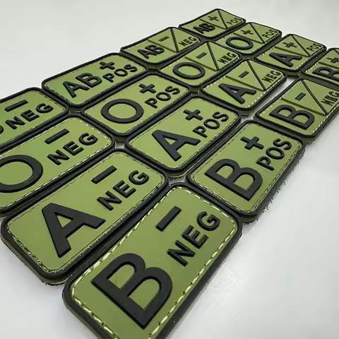 1Pc Noctilucent PVC 5x2.5CM 3D Blood Type Patch A B AB O + - Positive Negative Hook and Loop Sew on 