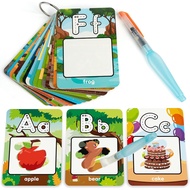 【2025 New】 Letter Watercolor Card, Aqua Painting Doddle Card, Painting 26 Letters ABC Words, Educati