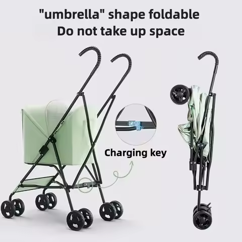Folding Lightweight Pet Stroller Cat Dog Stroller Travel Pet Carriers Cat Stroller for Medium Dogs U
