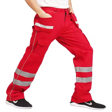 Durable American-Style Work Pants for Men, Summer Men's Pants with Reflective Strips, Work Pants for