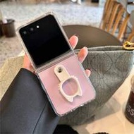Cute Transparent Phone Case With Portable Cat-Shaped Ring Holder, Compatible With Samsung Galaxy Z F