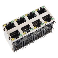 RJ45 Socket Network Socket RJ45 Network Socket 8P8C Double-Layer Eight-Port Network Socket with Ligh