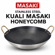 MASAKI Honeycomb Kuali Stainless Wok With Golden Handle