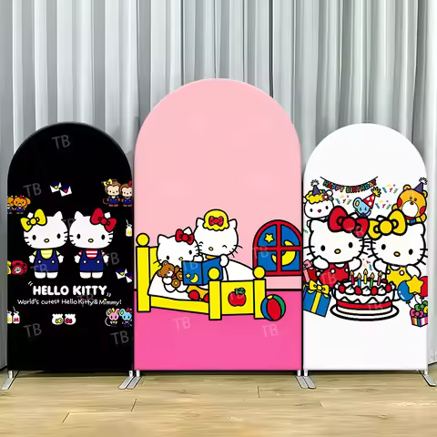 Hello Kitty Cute Scene Arch Backdrop Cover Sweet Scene For Kids Birthday Party Lovely Cartoon Theme