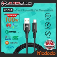 Mcdodo CA743 Type-C Compatible Super Charge Data Cable, Huawei SCP, Samsung AFC, VOOC, QC2.0 QC3.0 Q