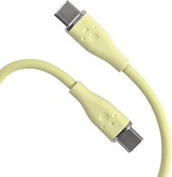 Allone ALG-60WSCCC15YE 60W Compatible Silicone Cable, Type C to C, 3.9 ft (1.5 m), Yellow, 0.4 x 0.2