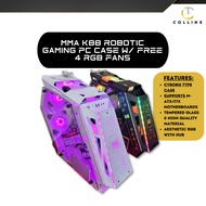 MMA K88 ROBOTIC CYBORG TYPE GAMING PC CASE WITH FREE 4 RGB FANS | SUPPORTS M-ATX/ITX MOTHERBOARDS