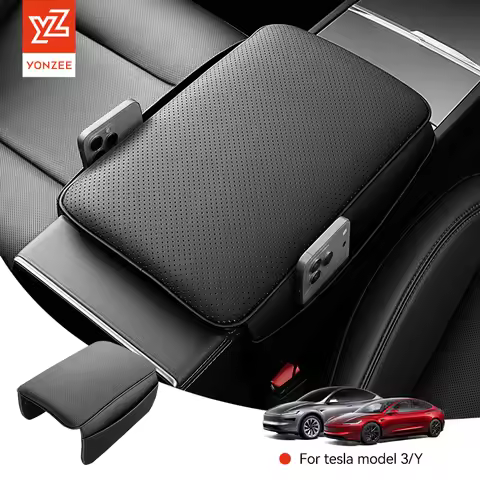 YZ for Tesla Model 3 Highland Y YL Juniper Soft Leather Center Console Armrest Cushion with 2 Pocket