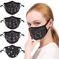 Diamond Sequin Mask Windproof Outdoor Sports Hiking Hanging Ear Lace  Sunscreen Face Shield