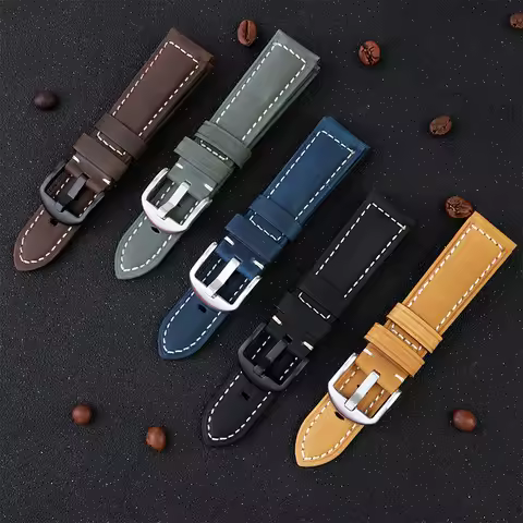 Vintage genuine Leather Watchband 20 22mm 24 26mm Bracelet For Panerai PAM441 Citizen BM8475 Swatch 